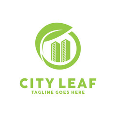 Fototapeta premium City Logo / Leaf Icon / Building Symbol Design Inspiration