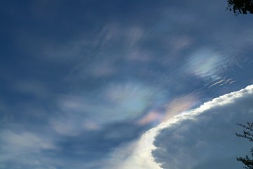 Soft focus of beautiful Pileus cloud or rainbow clouds in the evening. Nature background concept.
