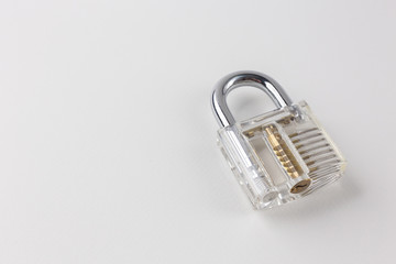 The clean padlock on white background..