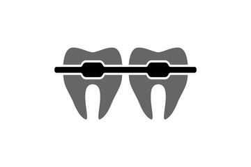 tooth with braces, vector icon