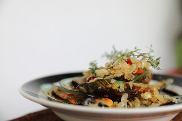 Mussels In White Wine appetizer , Italian food