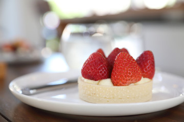 Strawberry cheese tart cake dessert sweet food