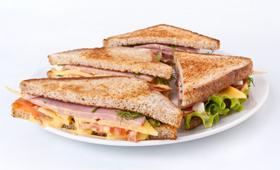 meat, lettuce and cheese sandwiches on toasted bread