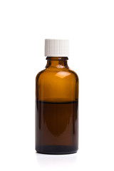 Medical glass bottle on a white background
