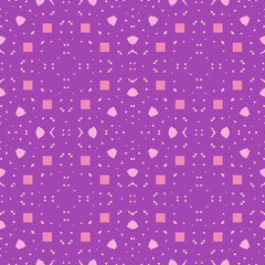 Ornament - seamless pattern. Violet-pink tones. Drawing in retro style. Background or texture for tissue paper, etc.