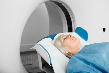 Senior patient at a computer tomography exam
