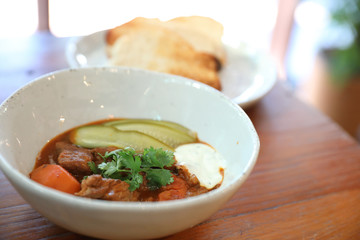 Masala curry , indian food with bread