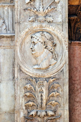 Effigy of Emperor Titus from Loggia del Consiglio corner. A beautiful example of reinassance art and architecture in Verona, Italy