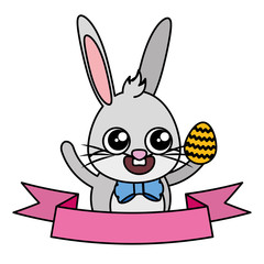 beautiful rabbit with egg painted easter character