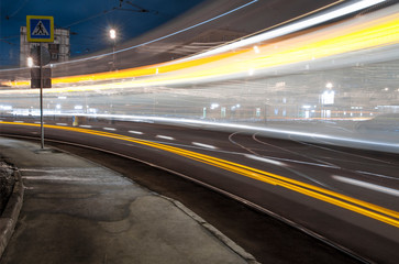 long exposure light tram way