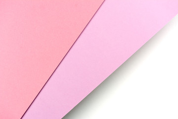 Sheets of paper pink, purple, white colors lined with shade