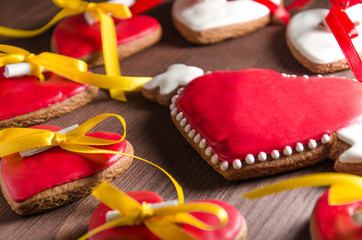 red ginger cookies covered with icing
