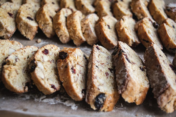 Traditional italian cantuccini cookies, almond biscotti, recipe.