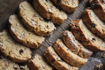 Traditional italian cantuccini cookies, almond biscotti, recipe.