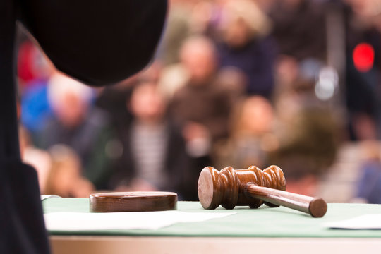 auction  bid sale judgment and mallet gavel with public