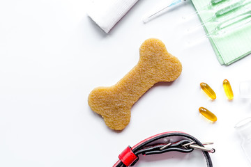 concept pets care treatment on white background top view