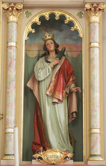 Statue of Saint Catherine of Alexandria on the oltar of Our Lady in the Church of Holy Cross in Sisak, Croatia