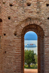 Fototapeta na wymiar Grottoes of Catullus is the name given to the ruins of a Roman villa which was built at the end of the 1st century in Sirmione, Garda lake