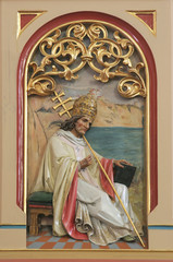 Fototapeta premium Saint Gregory, Great Doctor of the Western Church, pulpit in the Church of Holy Cross in Sisak, Croatia