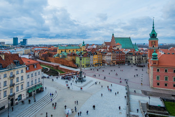 Fototapeta na wymiar Royal Castle and the Castle Square in Old Town of Warsaw, Poland