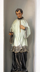 Saint Aloysius Gonzaga, statue on the altar in the saint Joseph church in Vela Luka, Korcula...