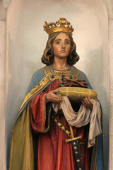 Saint Louis with crown of thorns, statue on the altar of Saint Francis of Assisi in the chapel of Our Lady of Health in Vela Luka, Korcula island, Croatia