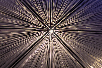 Blue glass lines on the ceiling as an abstract background