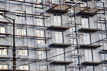 Fototapeta na wymiar Construction of a multistorey residential building. Share constr
