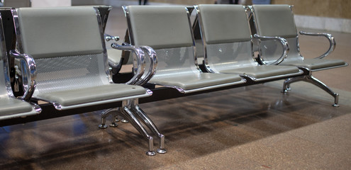 Chairs in the waiting room of the station
