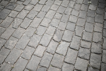 Stone blocks on the road as an abstract background