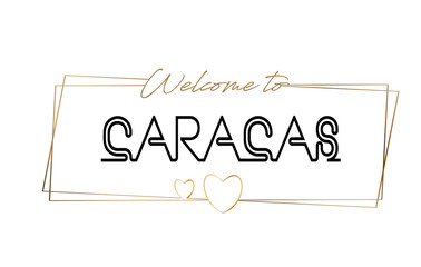 Caracas  Welcome to text Neon lettering typography. Word for logotype, badge, icon, postcard, logo, banner Vector Illustration.