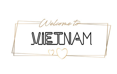 Vietnam  Welcome to text Neon lettering typography. Word for logotype, badge, icon, postcard, logo, banner Vector Illustration.