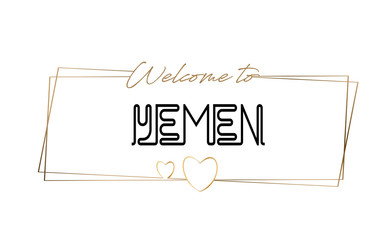 Yemen  Welcome to text Neon lettering typography. Word for logotype, badge, icon, postcard, logo, banner Vector Illustration.