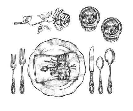 Informal Tableware Setting For One Set