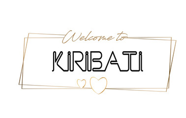 Kiribati  Welcome to text Neon lettering typography. Word for logotype, badge, icon, postcard, logo, banner Vector Illustration.