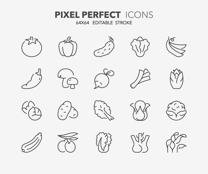 vegetables thin line icons 2