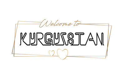 Kyrgyzstan  Welcome to text Neon lettering typography. Word for logotype, badge, icon, postcard, logo, banner Vector Illustration.