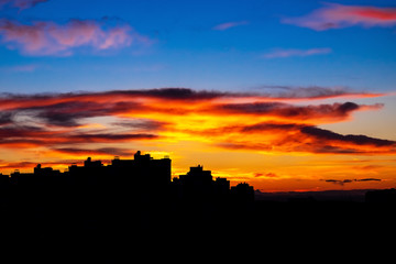 City sunset dramatic Sillohette