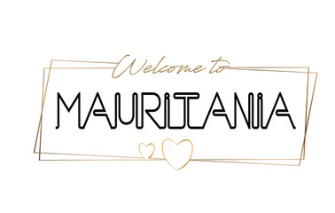 Mauritania  Welcome to text Neon lettering typography. Word for logotype, badge, icon, postcard, logo, banner Vector Illustration.