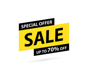 Sale tag. Special offer, big sale, discount, best price, mega sale banner. Shop or online shopping. Sticker, badge, coupon, store. Vector Illustration.