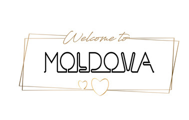 Moldova  Welcome to text Neon lettering typography. Word for logotype, badge, icon, postcard, logo, banner Vector Illustration.