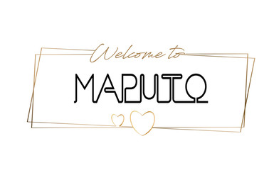 Maputo  Welcome to text Neon lettering typography. Word for logotype, badge, icon, postcard, logo, banner Vector Illustration.