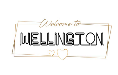 Wellington  Welcome to text Neon lettering typography. Word for logotype, badge, icon, postcard, logo, banner Vector Illustration.