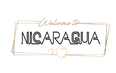 Nicaragua  Welcome to text Neon lettering typography. Word for logotype, badge, icon, postcard, logo, banner Vector Illustration.