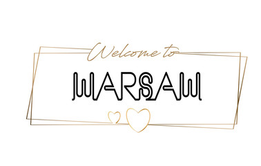 Warsaw  Welcome to text Neon lettering typography. Word for logotype, badge, icon, postcard, logo, banner Vector Illustration.