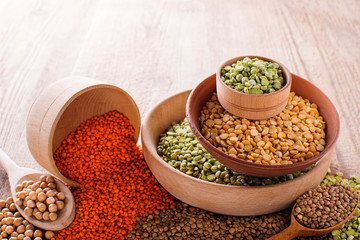 Sources of vegetable protein. collection of various legumes.