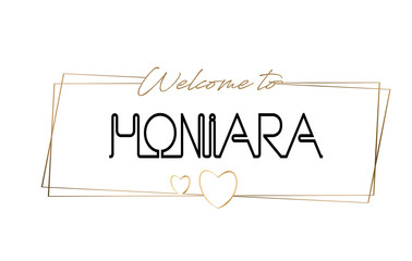 Honiara  Welcome to text Neon lettering typography. Word for logotype, badge, icon, postcard, logo, banner Vector Illustration.