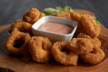 Breaded Squid Rings with Sauce