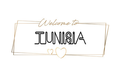 Tunisia  Welcome to text Neon lettering typography. Word for logotype, badge, icon, postcard, logo, banner Vector Illustration.