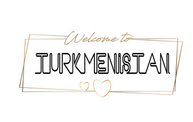 Turkmenistan  Welcome to text Neon lettering typography. Word for logotype, badge, icon, postcard, logo, banner Vector Illustration.